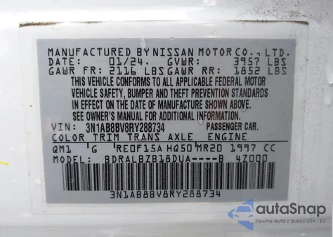 2024 Nissan Sentra S z USA, uszkodzony, nr VIN 3N1AB8BV8RY288734